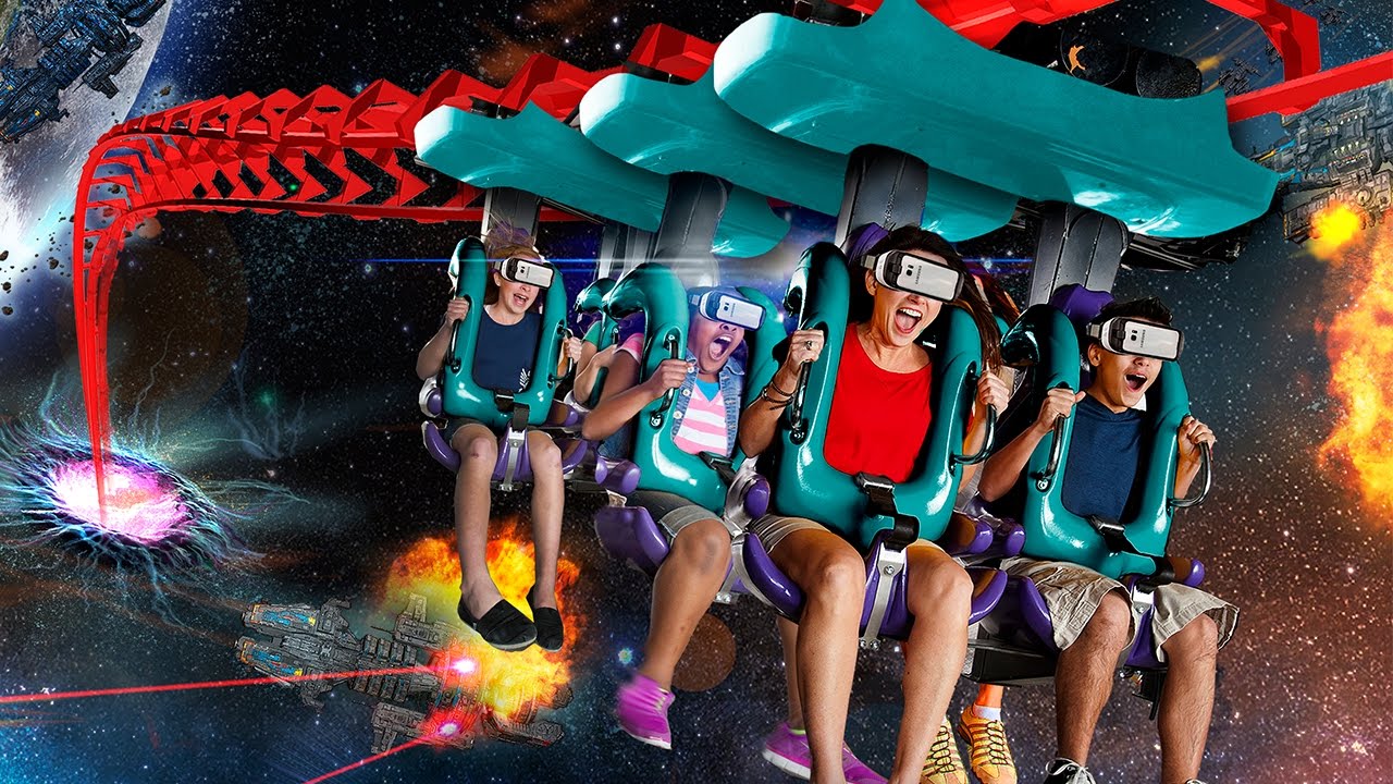 Galactic Attack Virtual Reality Coaster at Six Flags New England on Mind Eraser
