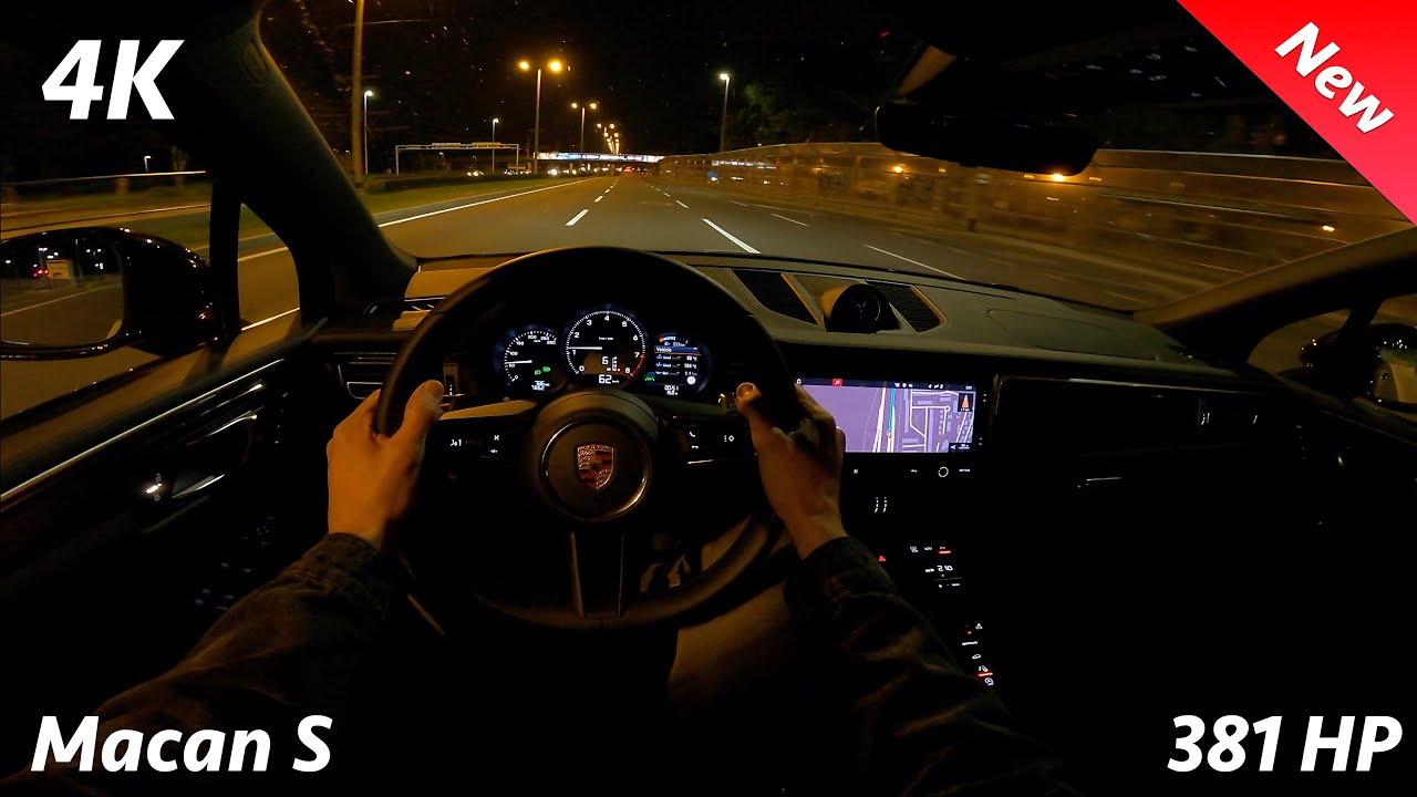 Porsche Macan S 2023 Ночная поездка от первого лица и ПОЛНЫЙ обзор в 4K (управление запуском 0-100)