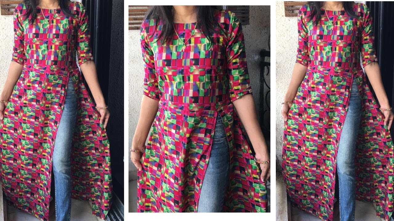DIY Side Slit Kurti Cutting and Stitching/Designer Kurti Cutting and Stitching