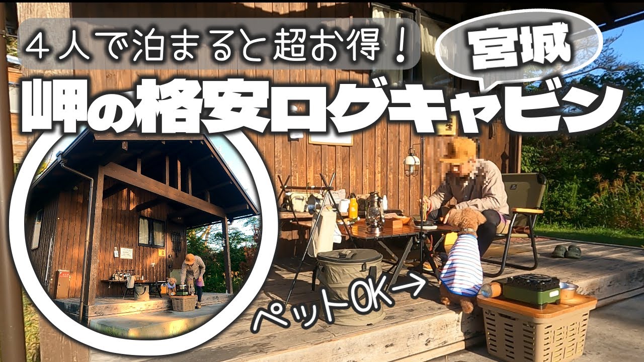 【ペットと泊まれる宿 宮城】ファミリー向け格安ログキャビンを愛犬むぎとご紹介