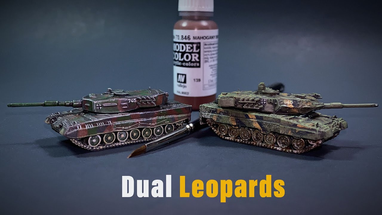 Leopards 2A4/A5- 1/144-Dragon-tank model-brush painted