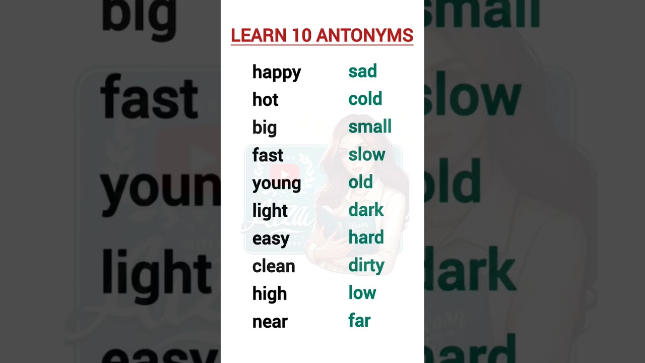 Learn 10 Antonyms of Everyday Words in English