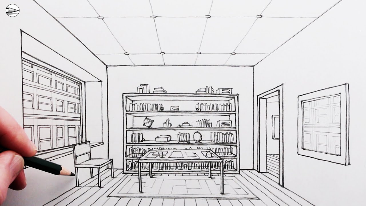 How to Draw a Room with One-Point Perspective: Draw a Furnished Room
