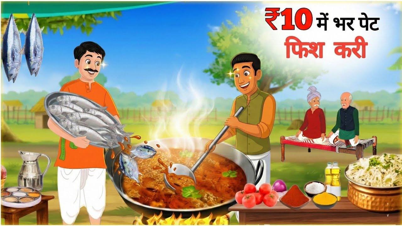 ₹10 में भर पेट फिश करी | Street food | Hindi story | Hindi kahaniyan | Moral stories 