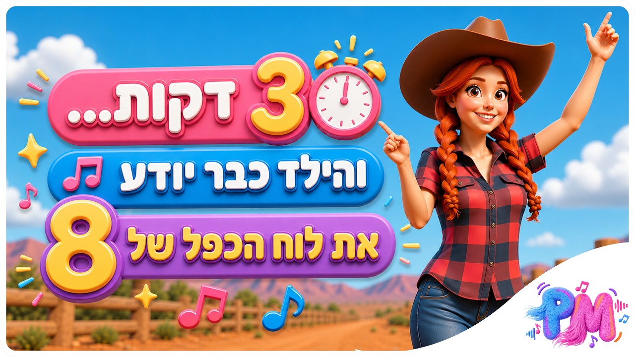 שיר לוח הכפל בעברית – כפל 8 | לימוד בצחוק ובקצב לילדים | PUTCHII MUTCHII