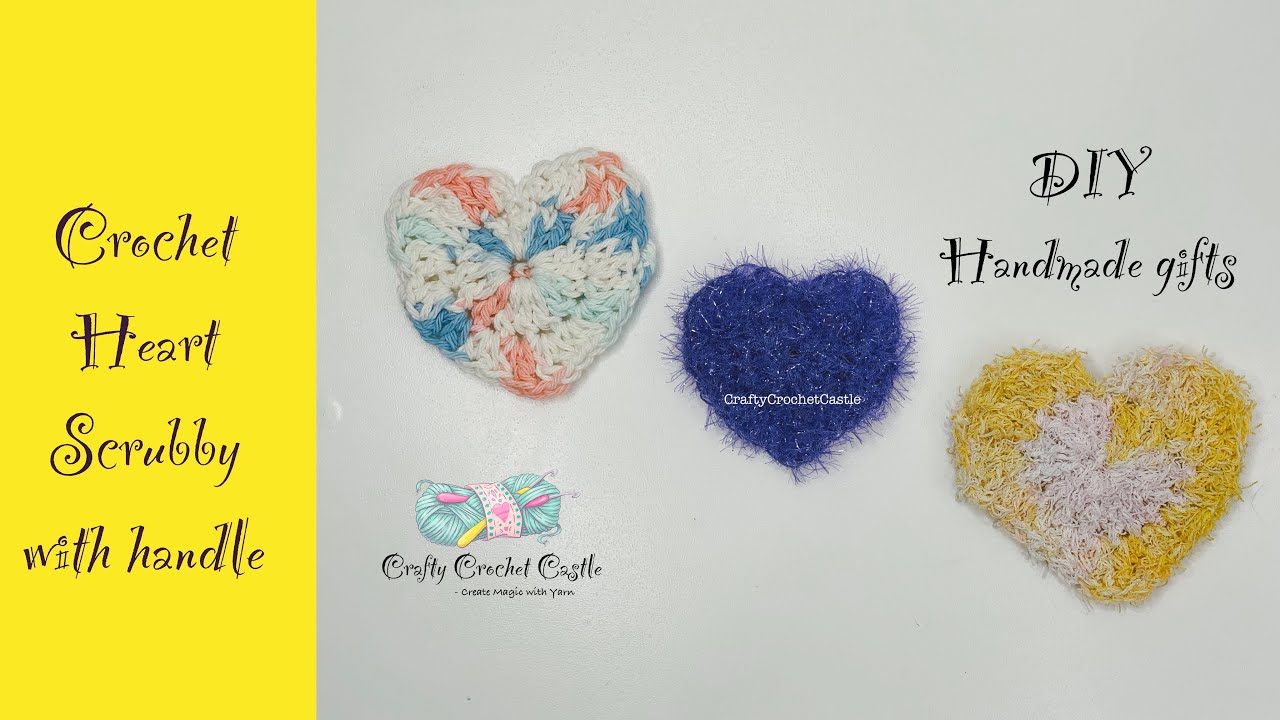 Crochet Heart Scrubby with handle | Beginner Friendly pattern tutorial | Simple handmade gifts