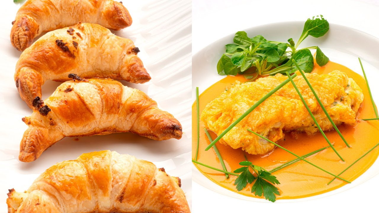 Cruasanes de queso con finas hierbas - Rape relleno de bechamel con gambas - Cocina Abierta