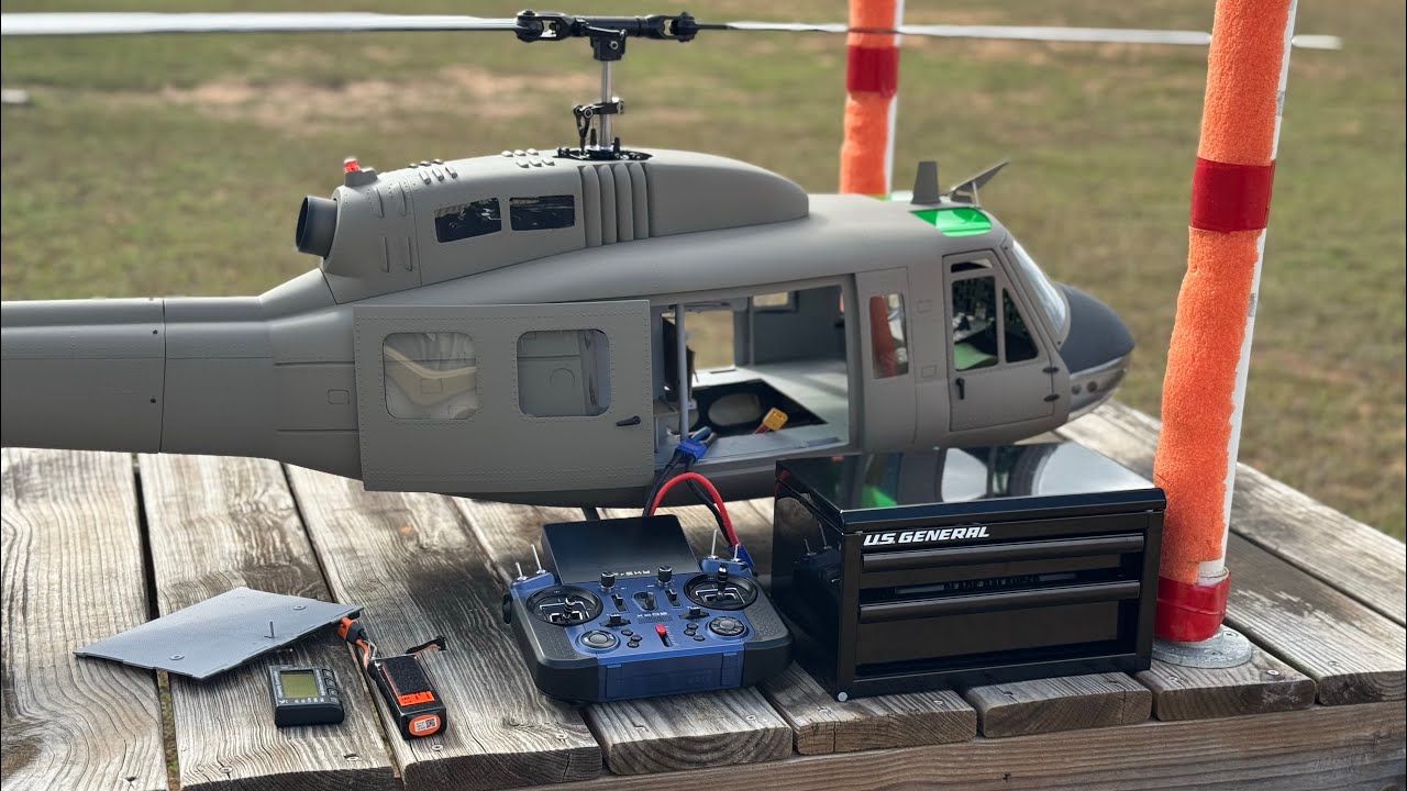 Roban 800 UH-1 Huey flight demonstration with onboard footage