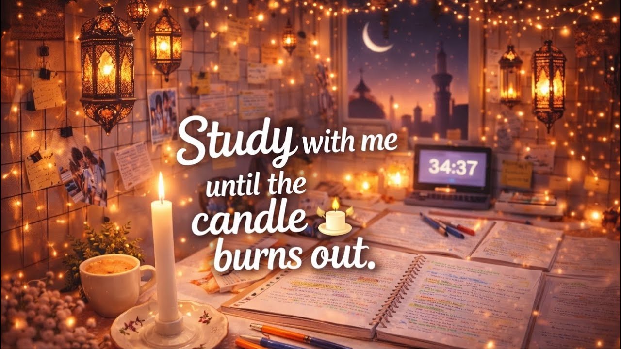 Study With Me 🌙🕯️ Until the Candle Burns Out | ذاكر معي حتى تنطفئ الشمعة