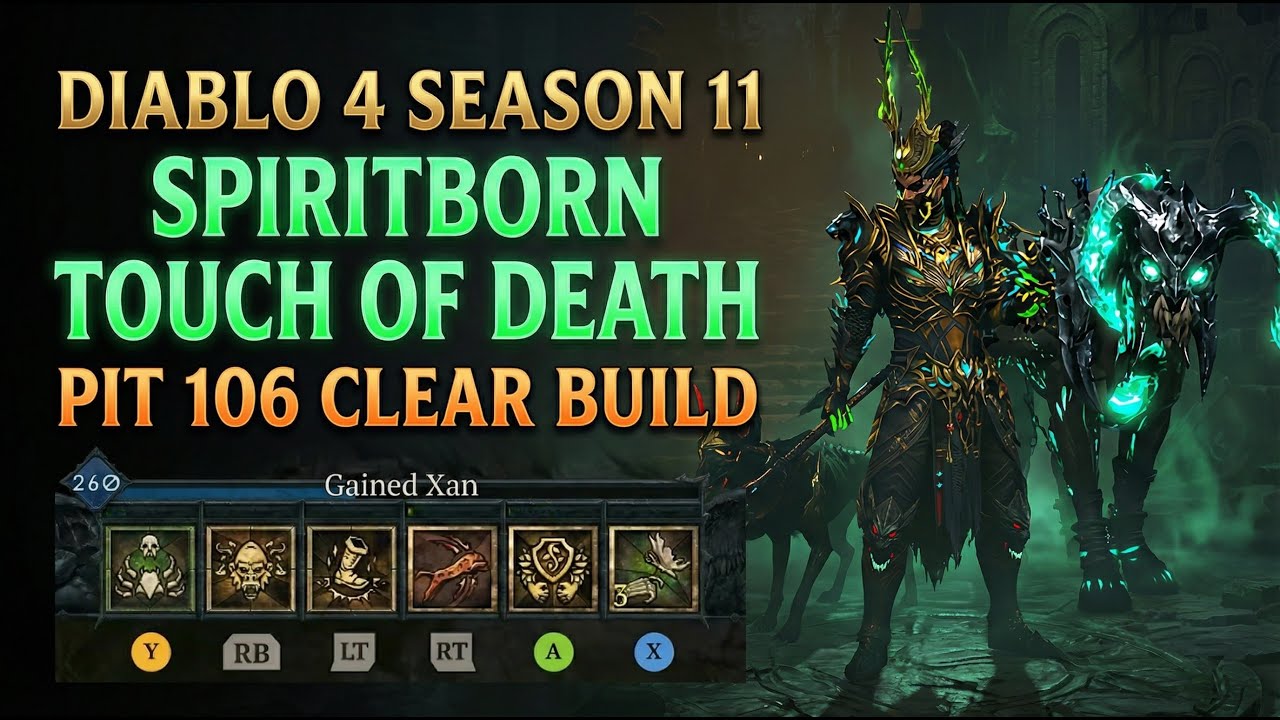 Diablo 4 Season 11 Spiritborn Touch of Death Build – Pit 106 Clear