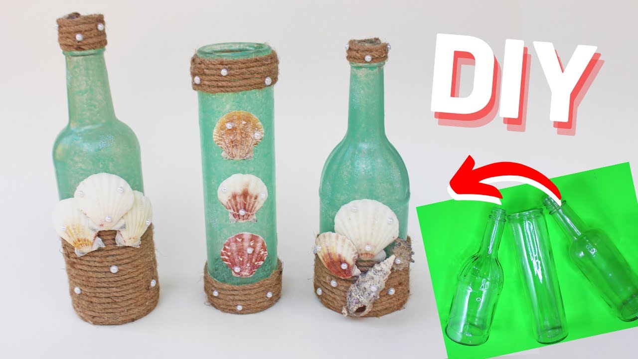 Bottle Decoration with Seashells | Mixed Media Altered Bottle | Best of Waste
