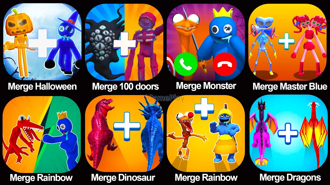 Halloween Merge Rainbow,Merge Blue Monster,Merge Monsters 100 Doors,Merge Monster Rainbow Friends
