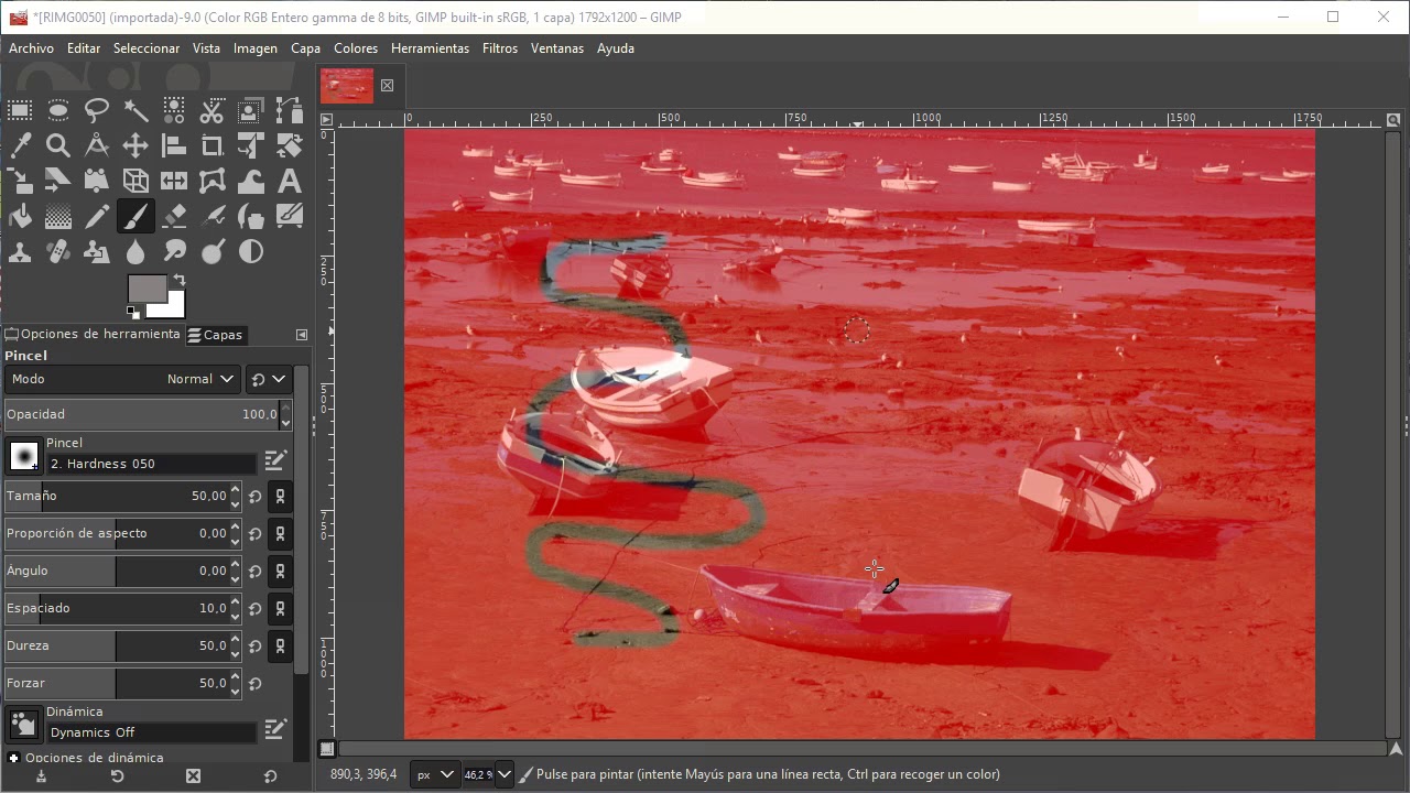 07.8 Tutorial de Gimp 2.10 Selección con máscara rápida
