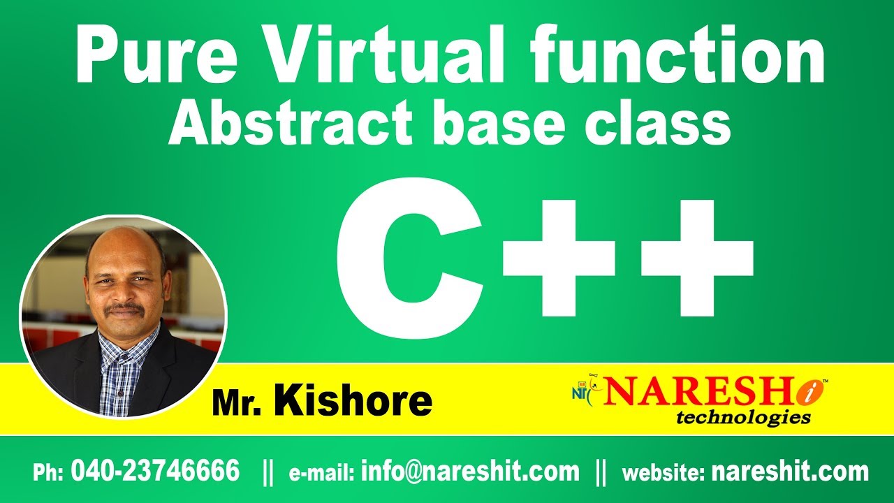 Pure Virtual function, Abstract base class | C ++ Tutorial | Mr. Kishore