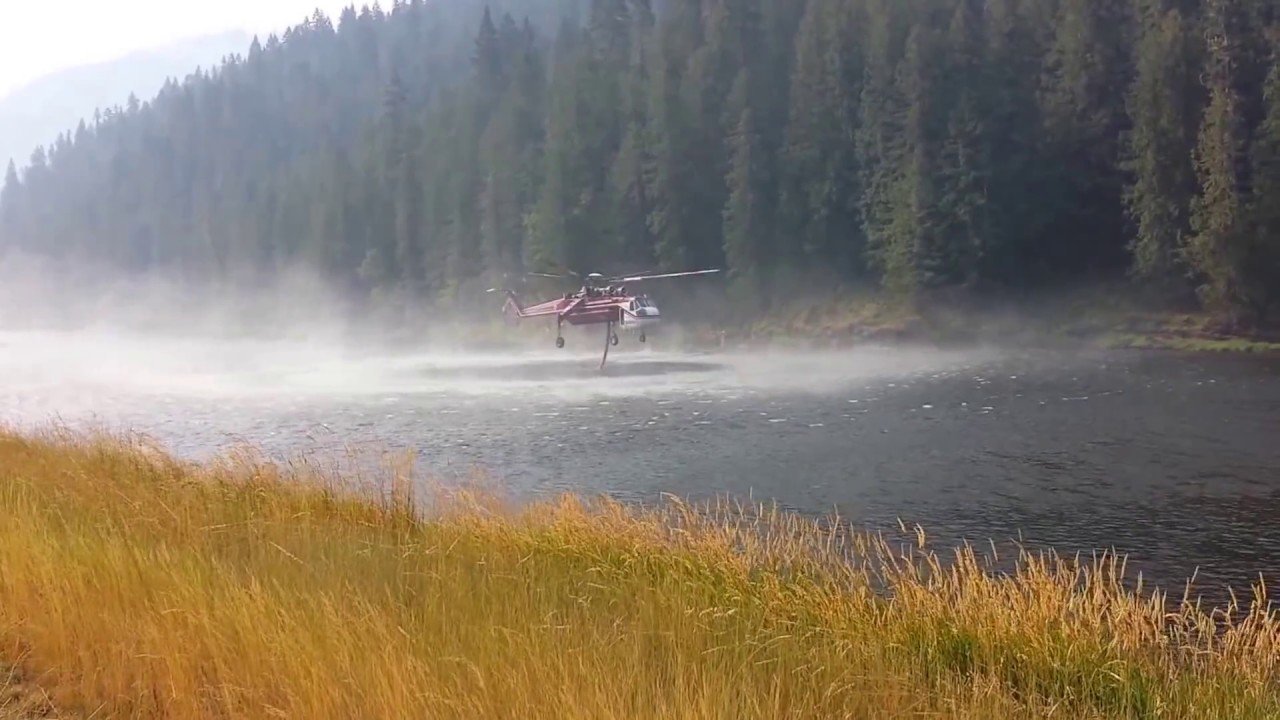 Helicopter Transport Services CH-54 Helitanker Refilling on Selway River