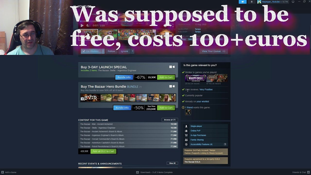 The Bazaar - Monetization review - Is it worth playing ? - The steam version does not link accounts