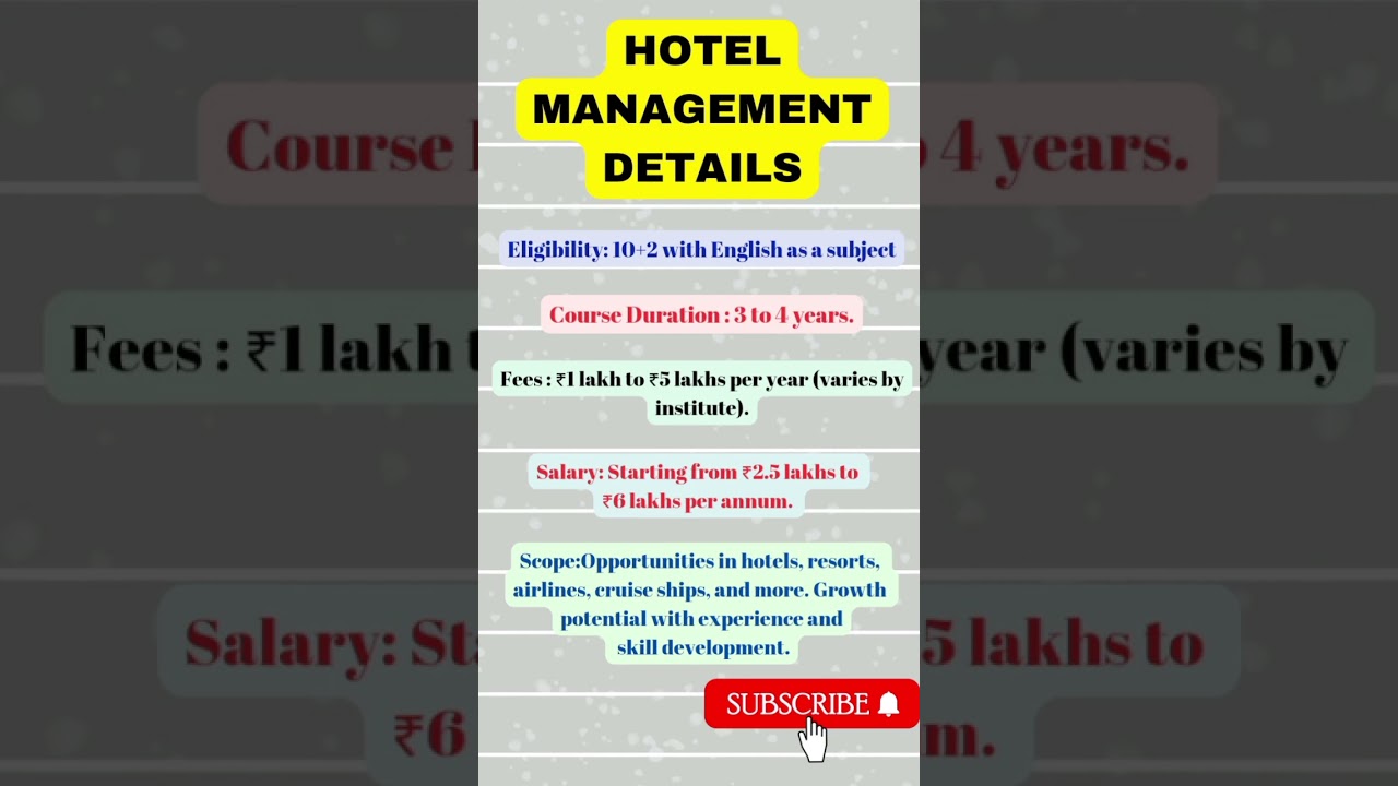 Hotel Management Course Details Eligibility,fees,salary, scope 