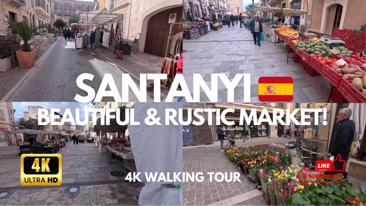 Santanyi Market 🇪🇸 Food, Drinks, Crafts & Textiles - 4K Walking Tour 🛍️