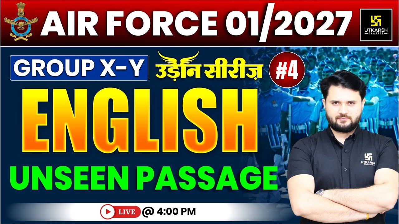 Airforce 01/2027 English 4 | Unseen Passage LIVE 🚀 | Group X & Y | उड़ान सीरीज़ | Vikas Sir
