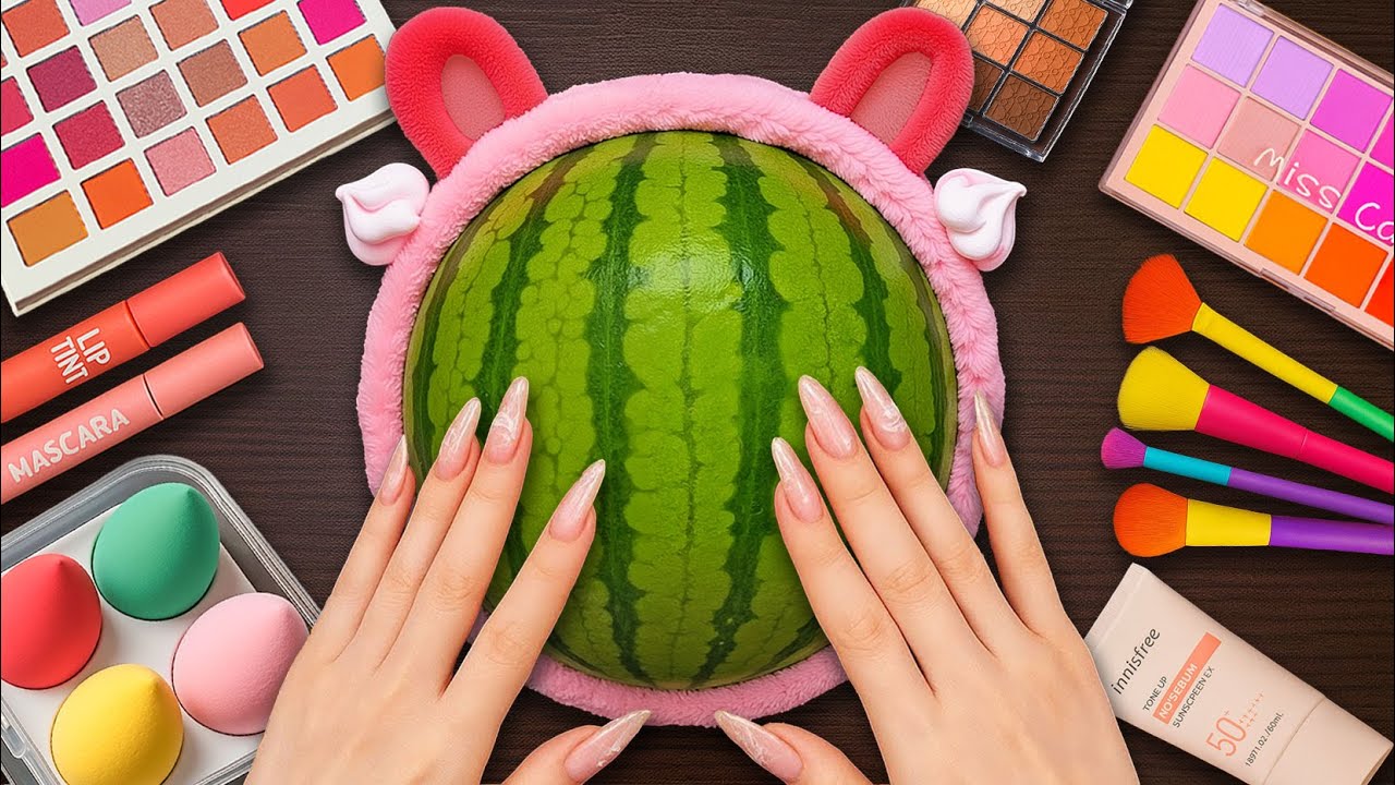 ASMR Makeup on Watermelon (No Talking)