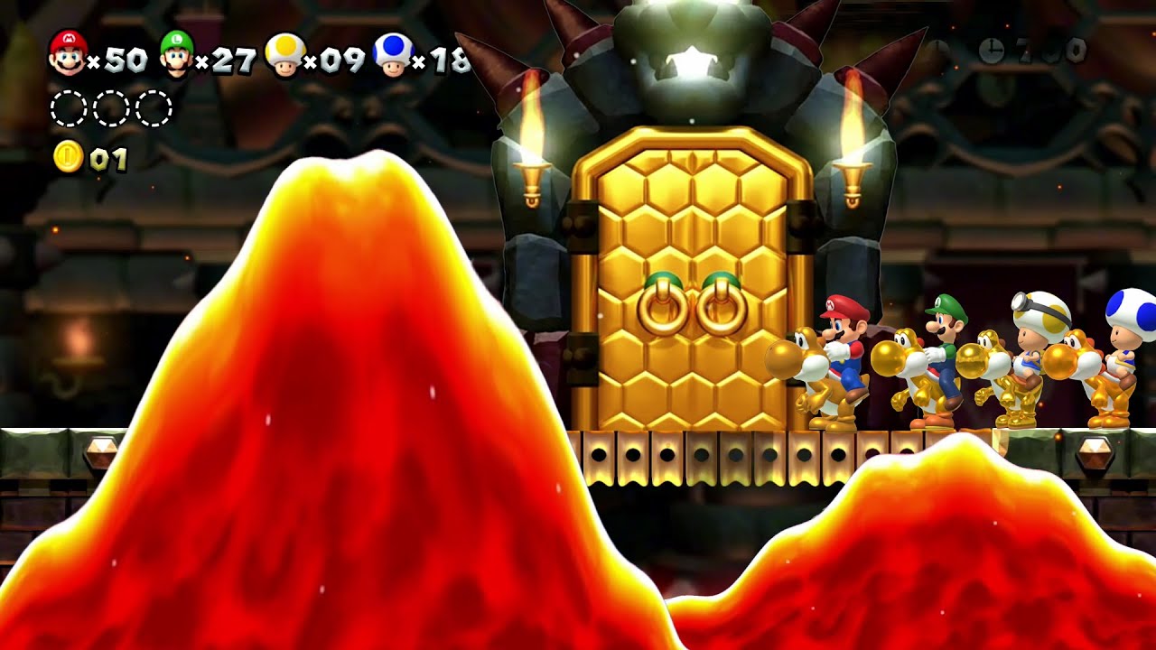 New Super Mario Bros U (Cloudy) – 4 Players Co Op Walkthrough FINAL BOSS