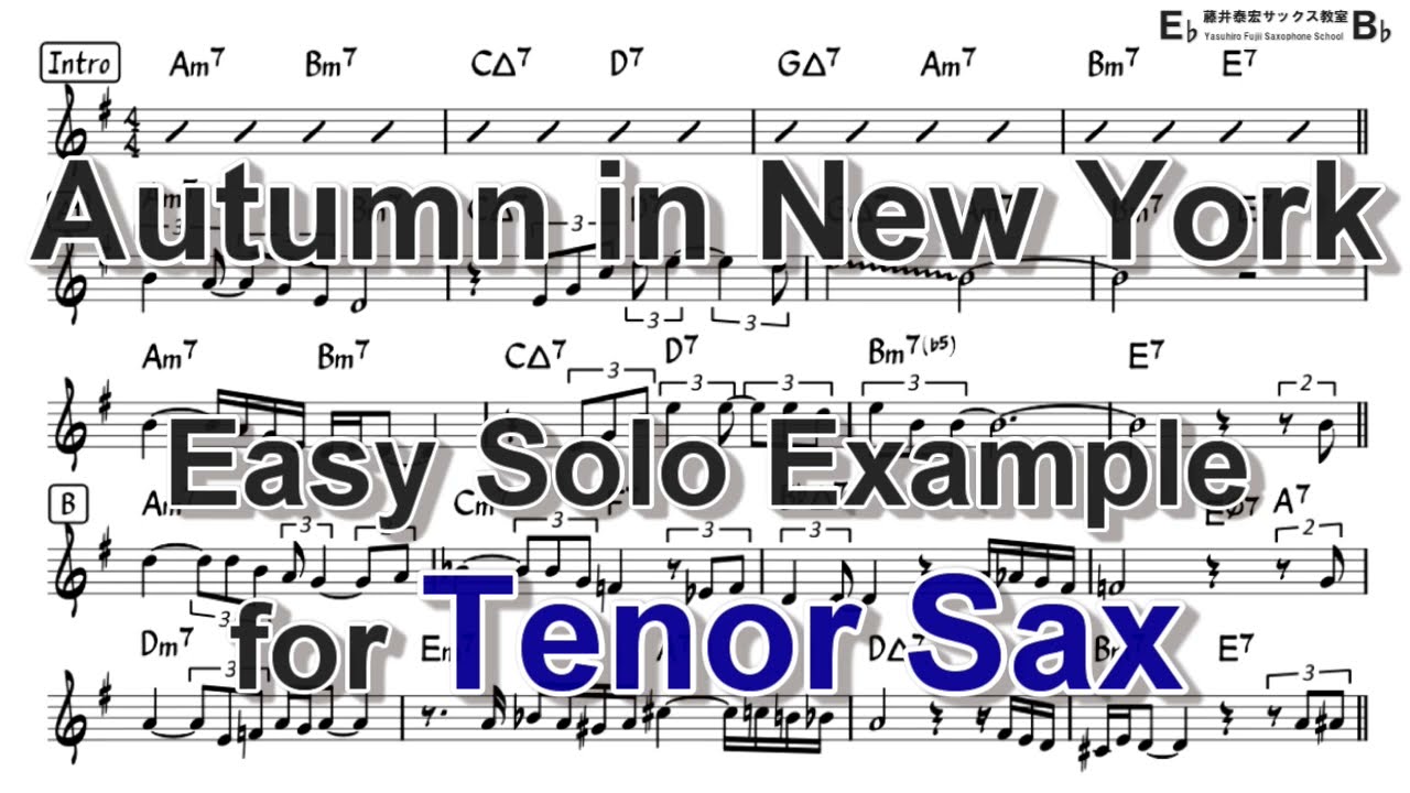 Autumn in New York - Easy Solo Example for Tenor Sax