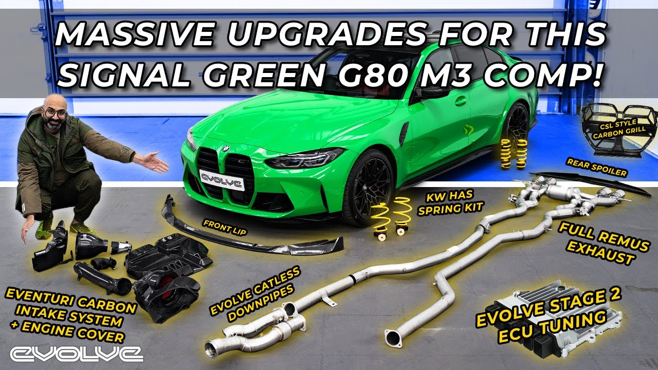 Signal Green G80 M3 Baller Package! ECU Tune + Eventuri + KW + Remus + Downpipe + CSL Grill + Carbon