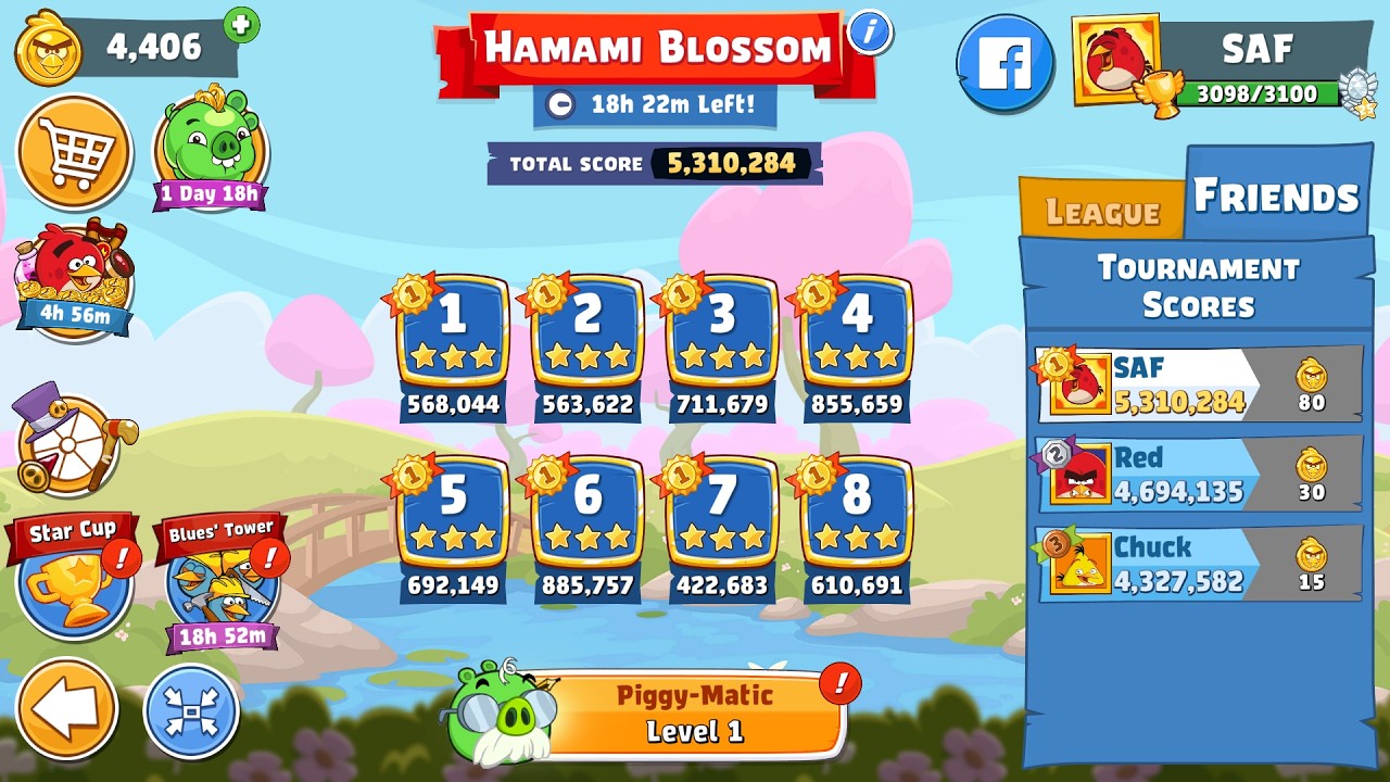 Angry Birds Friends. Hamami Blossom (01.04.2026). Все уровни 3 звезды. Отрывок от Сергея Фетисова.