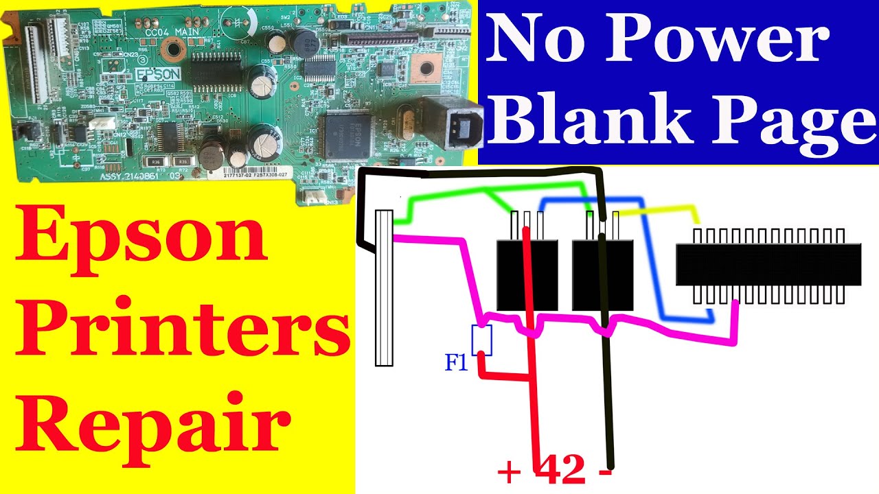 Epson printer No Power Blank Page 100% Solutions | Transistor IC Fuse |