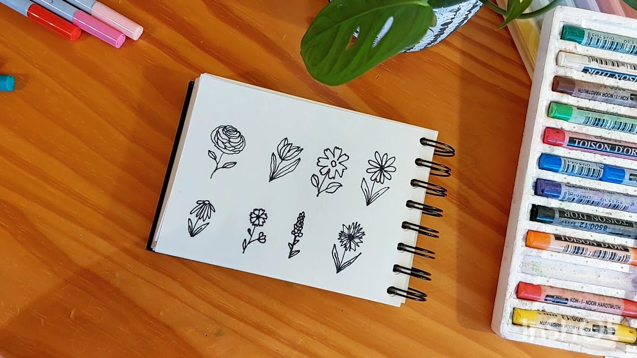 How to draw 8 cute flowers ⚘️ Step by step tutorial for beginners 