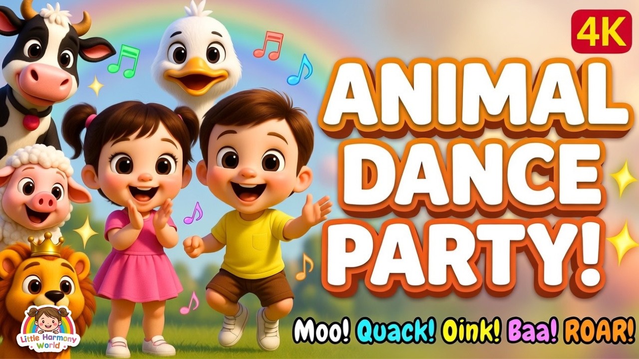 Animal Dance Party 🐮🦆🐷🦁 | Fun Animal Sounds Song for Kids | Dance & Sing Along 🎶