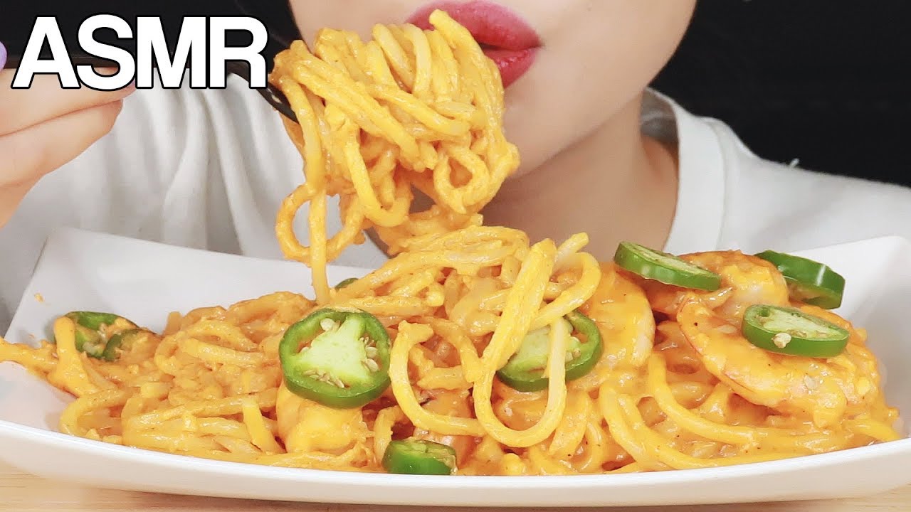 ASMR CHEESY CARBO FIRE PASTA 🍝  EATING SOUNDS MUKBANG NO TALKING
