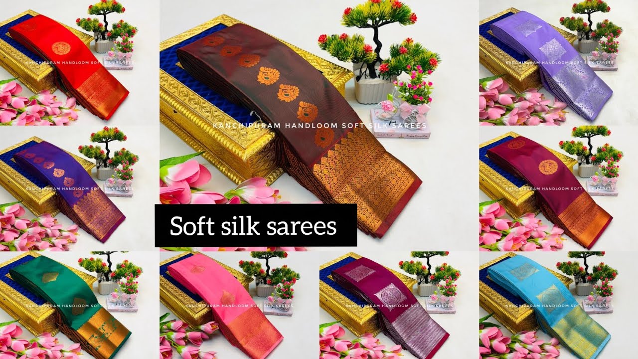 🍁Kanchipuram handloom soft silk saree with contrast blouse ❗✨@ayyanarcollections8120 