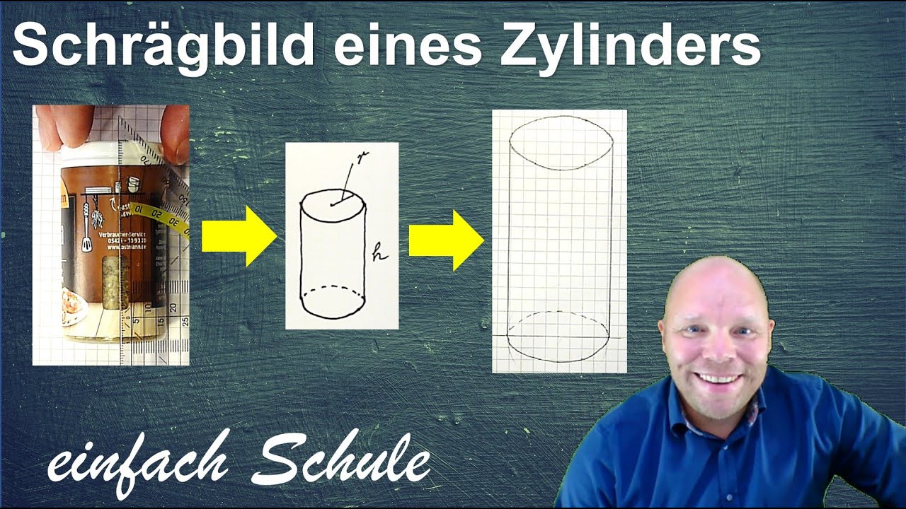 Schrägbild eines stehenden Zylinders zeichnen | stehender Zylinder im Schrägbild