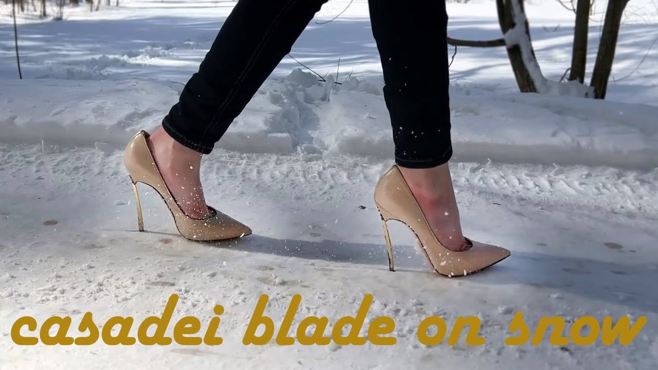 CASADEI BLADE High Heels Pumps on ICE, High Heels on Ice, Very Slippery High Heels on Snow (# 1013)