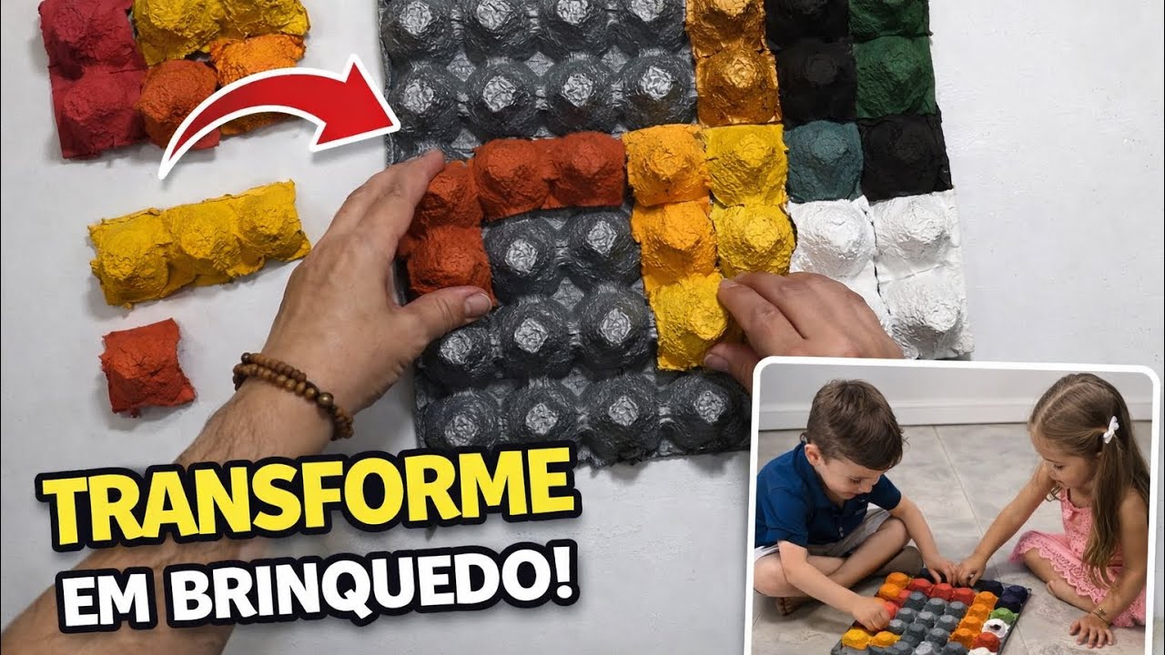 Brinquedo Infantil Criativo com Caixas de Ovos Recicladas e Coloridas