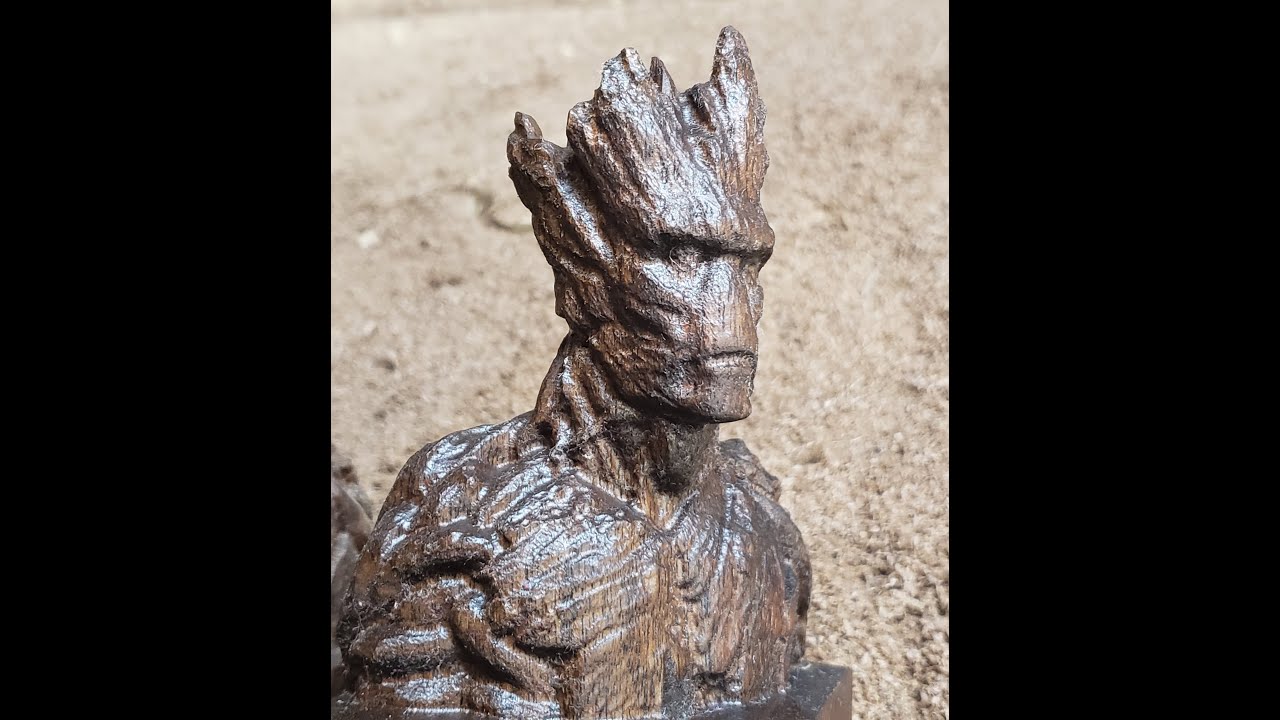 Making Walnut Groot - 4 sided carving (and bonus 5th side!) on hobby cnc