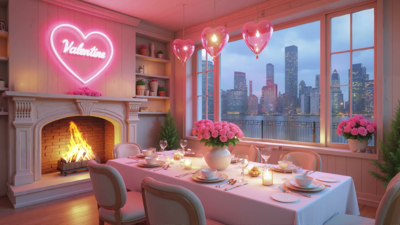 Romantic Winter Cafe Ambience ~ Smooth Jazz Music for Valentine's Day 💖💗💞 February Ambience Music