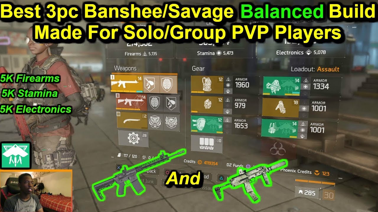 Best 3pc Banshee/Savage Balanced PVP Build(Made For AR and SMG Solo/Group Players)|Division 1.8.3|
