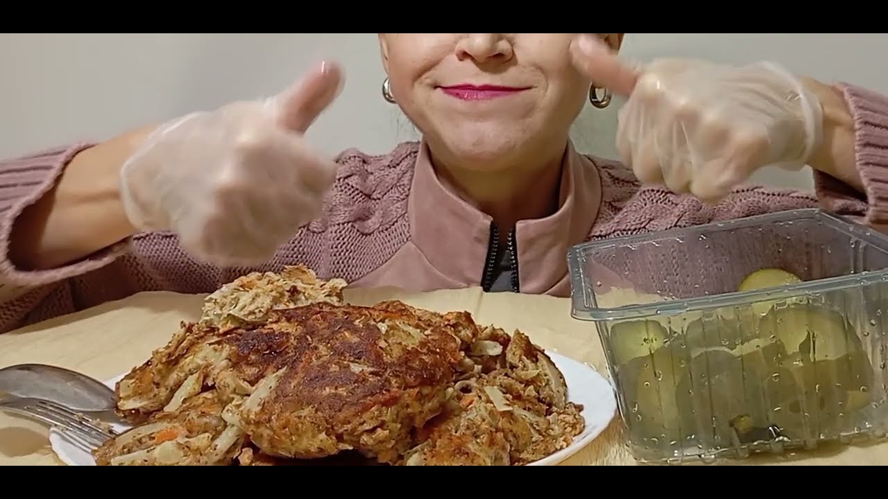  Fried Cabbage Cutlets Mukbang | ASMR VEGAN DISHES (No Talking)!