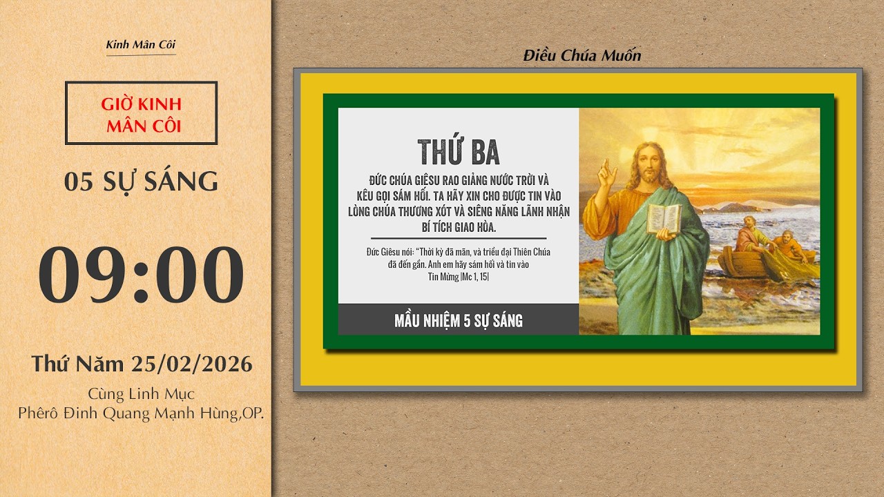 🔴Kinh Mân Côi | 25/02/2026 | 5 Sự Sáng - Sáng Thứ Năm Sau Tuần I Mùa Chay.