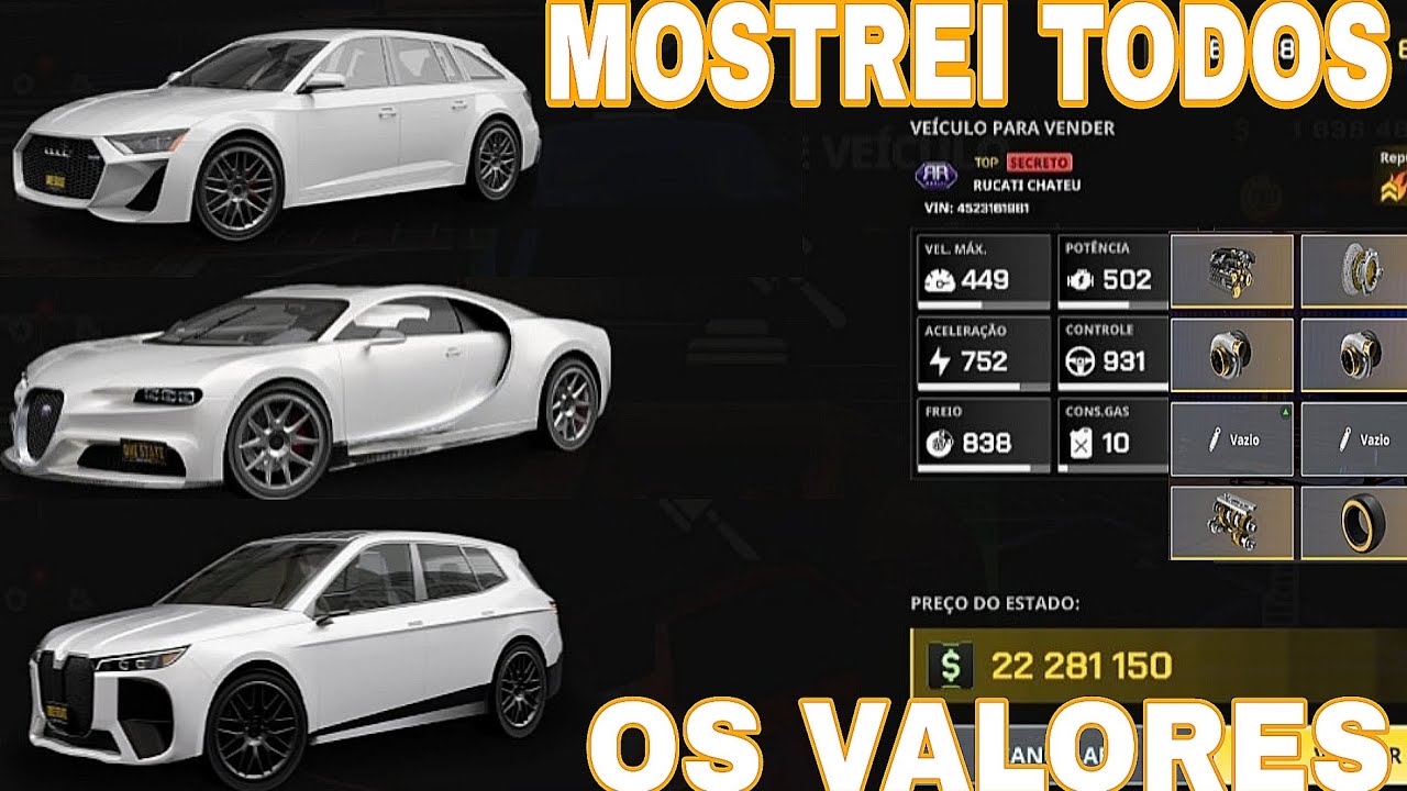 MOSTREI TODOS OS VALOR DOS MEUS CARRO NO ONE STATE RP 