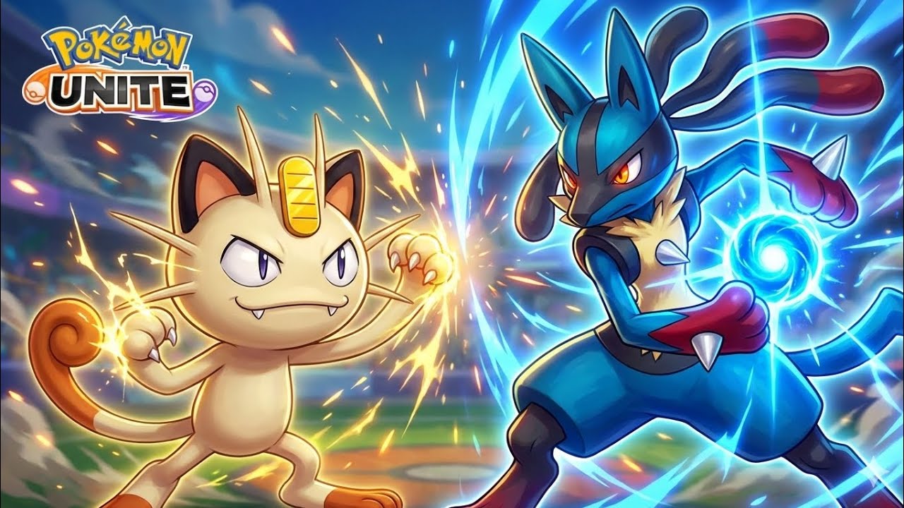 Bruno Monkey e seu Mega Lucario vs Meowth na Ranqueada! - Pokémon Unite Meowth Gameplay 