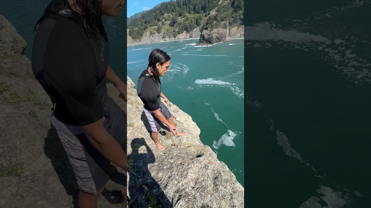 Прыжок со скалы высотой 70 футов с морской арки 🌊 #шорты #орегон