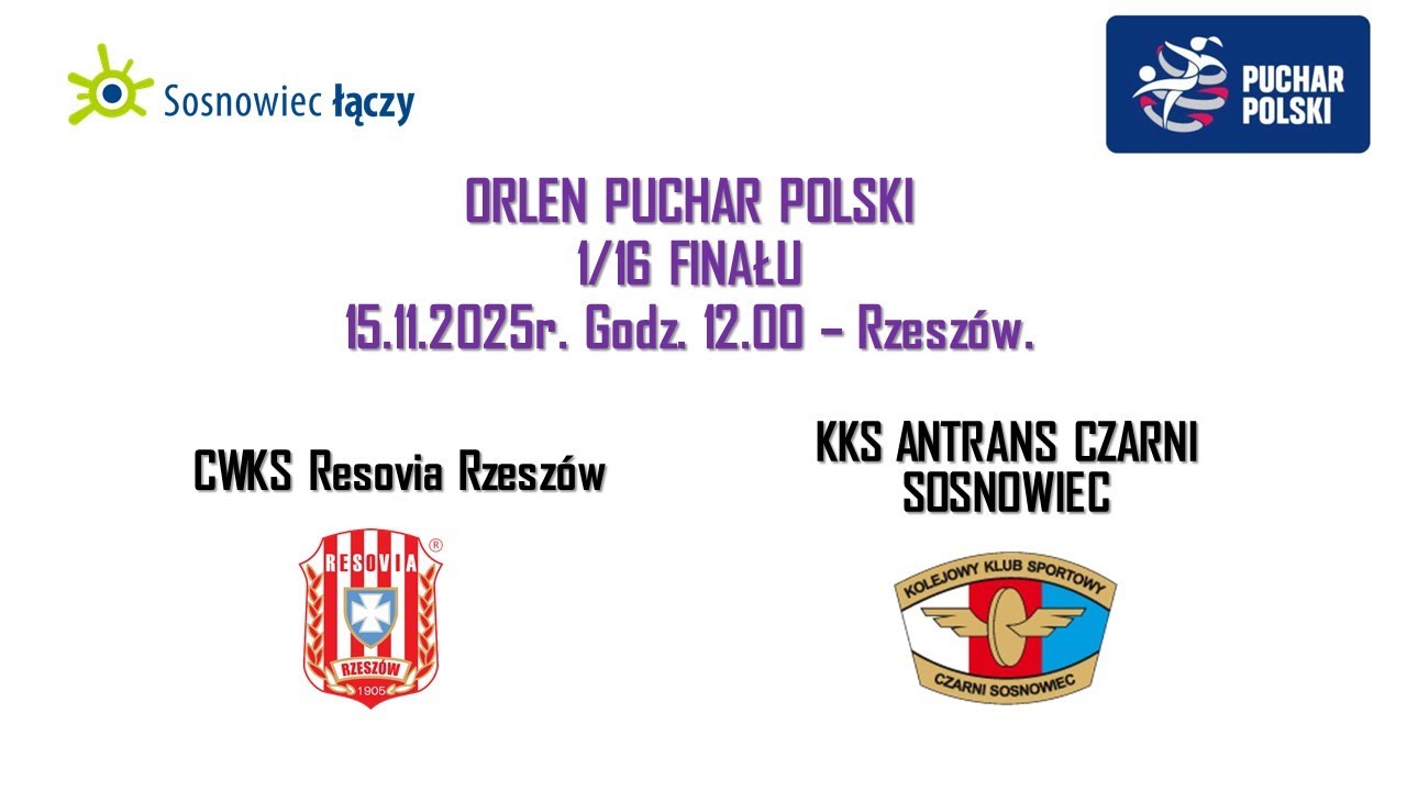 Orlen PP Kobiet 1/16:  CWKS Resovia Rzeszów vs KKS Czarni Sosnowiec