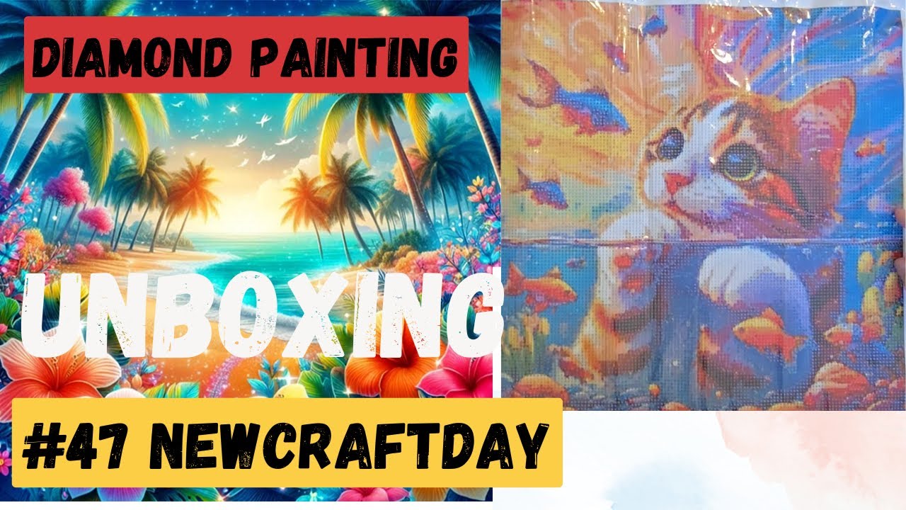💎Diamond Painting Unboxing #47 // #newcraftday // Tropisches Paradies und Kätzchen mit Fischchen
