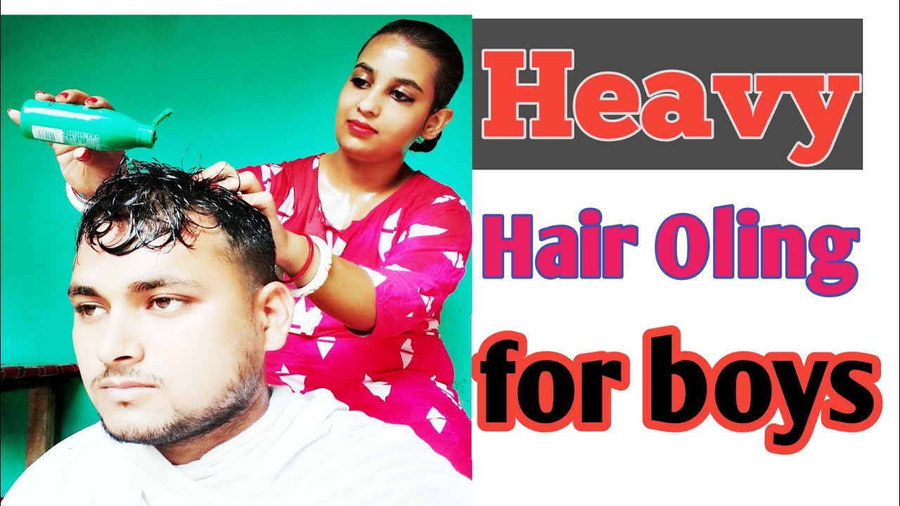 Heavy hair oiling and head massage for men