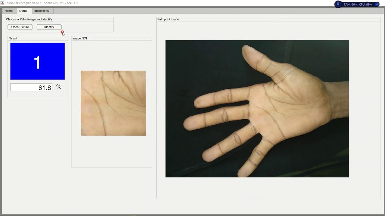 Palmprint recognition Demo