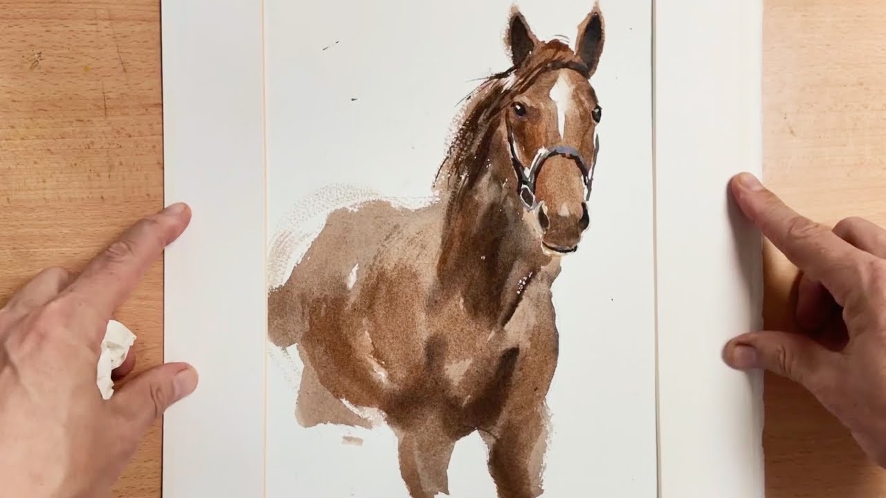 Fast Technique for Painting Watercolour Horse portrait