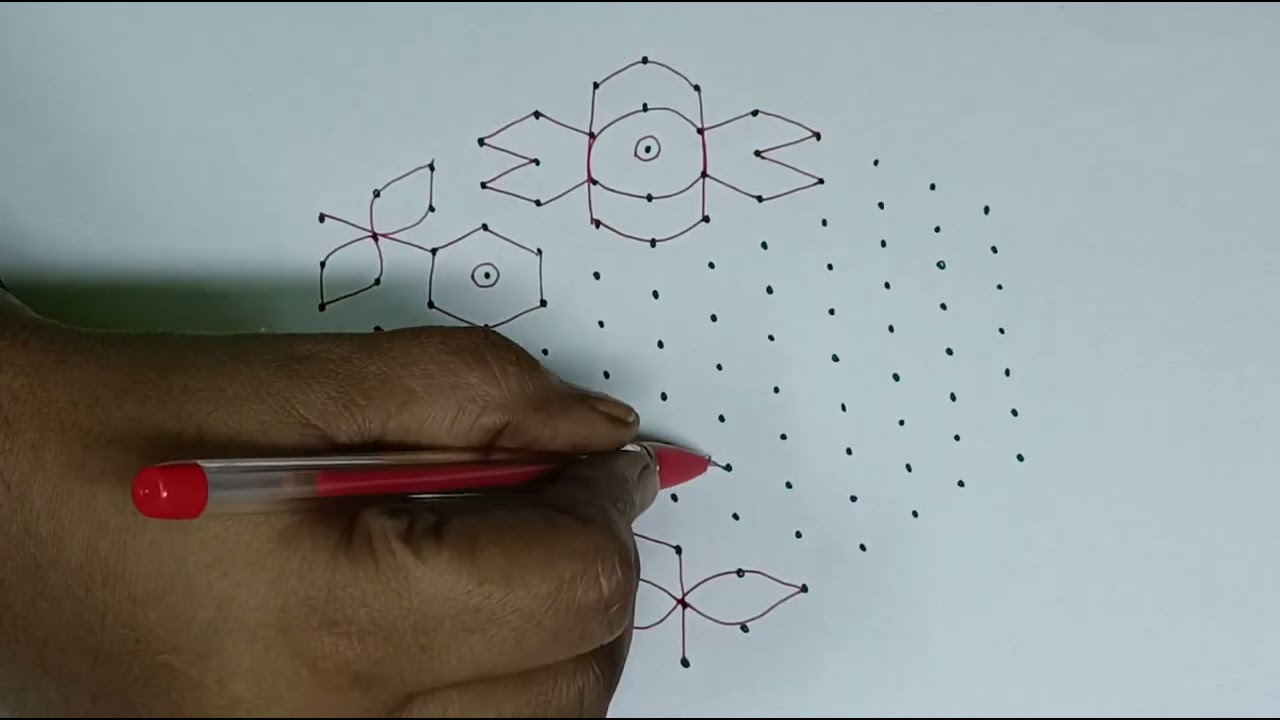 13*7 dots easy simple rangoli design #subscribe #simplerangoli #channel 🌷🌷🌷